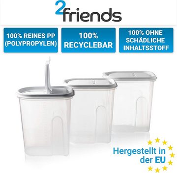 Centi Vorratsdose Vorratsbehälter Set mit Klappdeckeln, Schüttdosen, Müsli Aufbewahrung, Kunststoff, (Set, 3-tlg., 2 Liter), 100% recyclebar, ideale Размер z.B. für Cornflakes, Weiße Deckel