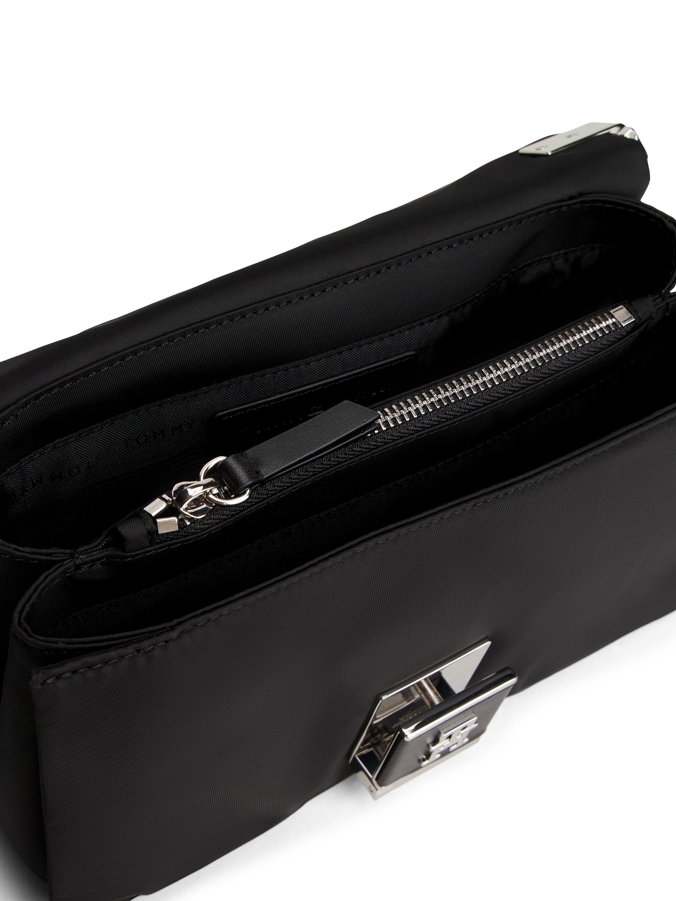 Tommy Hilfiger Umhängetasche TH HER MED CROSSOVER NYLON SV, Damen Tragetasche, Abendtasche, Clutch mit edlem TH-Steckverschluss
