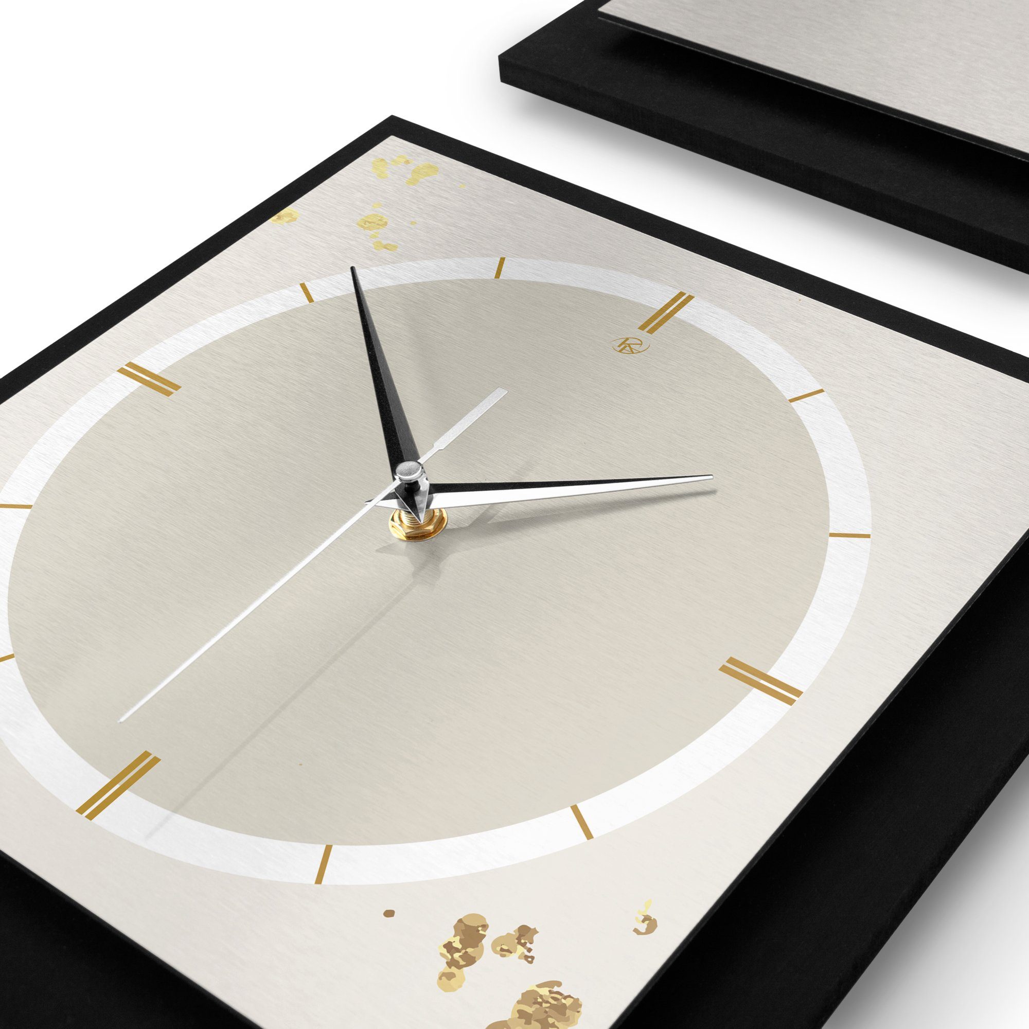 Kreative Feder Wanduhr Golden Paint & Silver (ohne Ticken; Funk- oder Quarzuhrwerk; elegant, außergewöhnlich, modern)