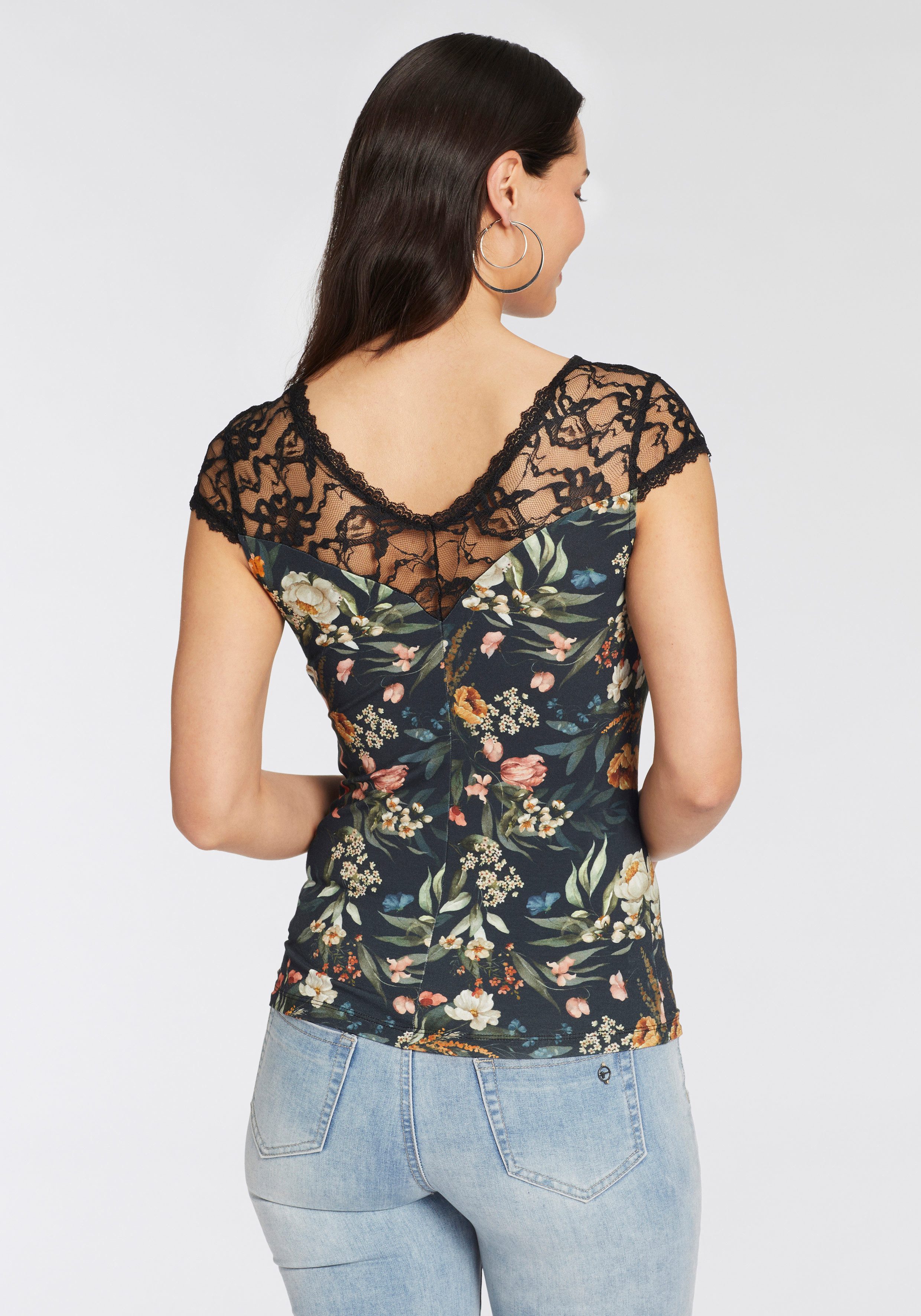 Laura Scott Spitzenshirt mit Spitzeneinsatz günstig online kaufen
