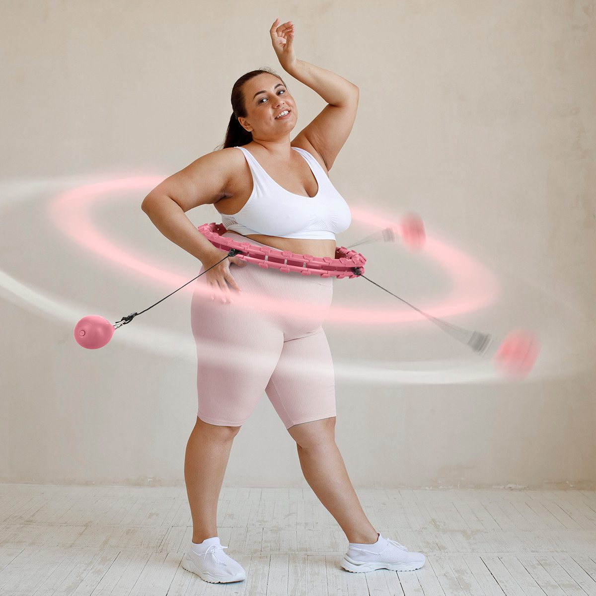HMS Hula-Hoop-Reifen Plus Size Hula Hoop mit Gewicht Kugel Fitnessgerät Sportgerät, MIT MASSAGEPUNKTEN UND SCHWERKRAFTBALL bis 120cm Taille