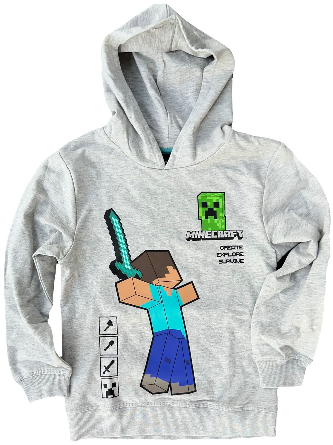 Minecraft Kapuzensweatshirt Minecraft Hoodie Sweatshirt mit Kapuze Jungen + Mädchen 8 10 12 14