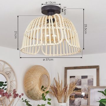 hofstein Deckenleuchte »Pomezia« Deckenlampe aus Holz/Metall in Natur/Schwarz, ohne Leuchtmittel, Leuchte, Boho-mit Schirm in Gitter-Optik u. Lichteffekt, Ø37cm, E27