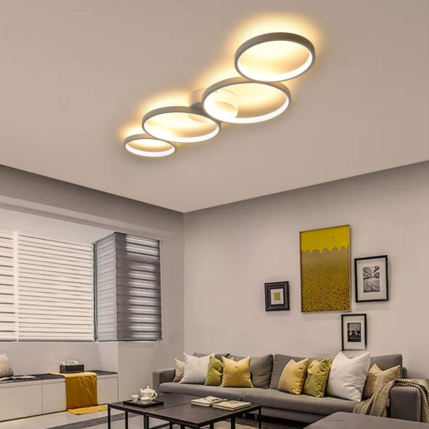 Nettlife LED Deckenleuchte Wohnzimmer Modern Schlafzimmer 4 Flammig in Ringoptik, Dimmbar mit Fernbedienung, LED fest integriert, Warmweiß, Kaltweiß, Neutralweiß, für Schlafzimmer Wohnzimmer Büro Arbeitszimmer