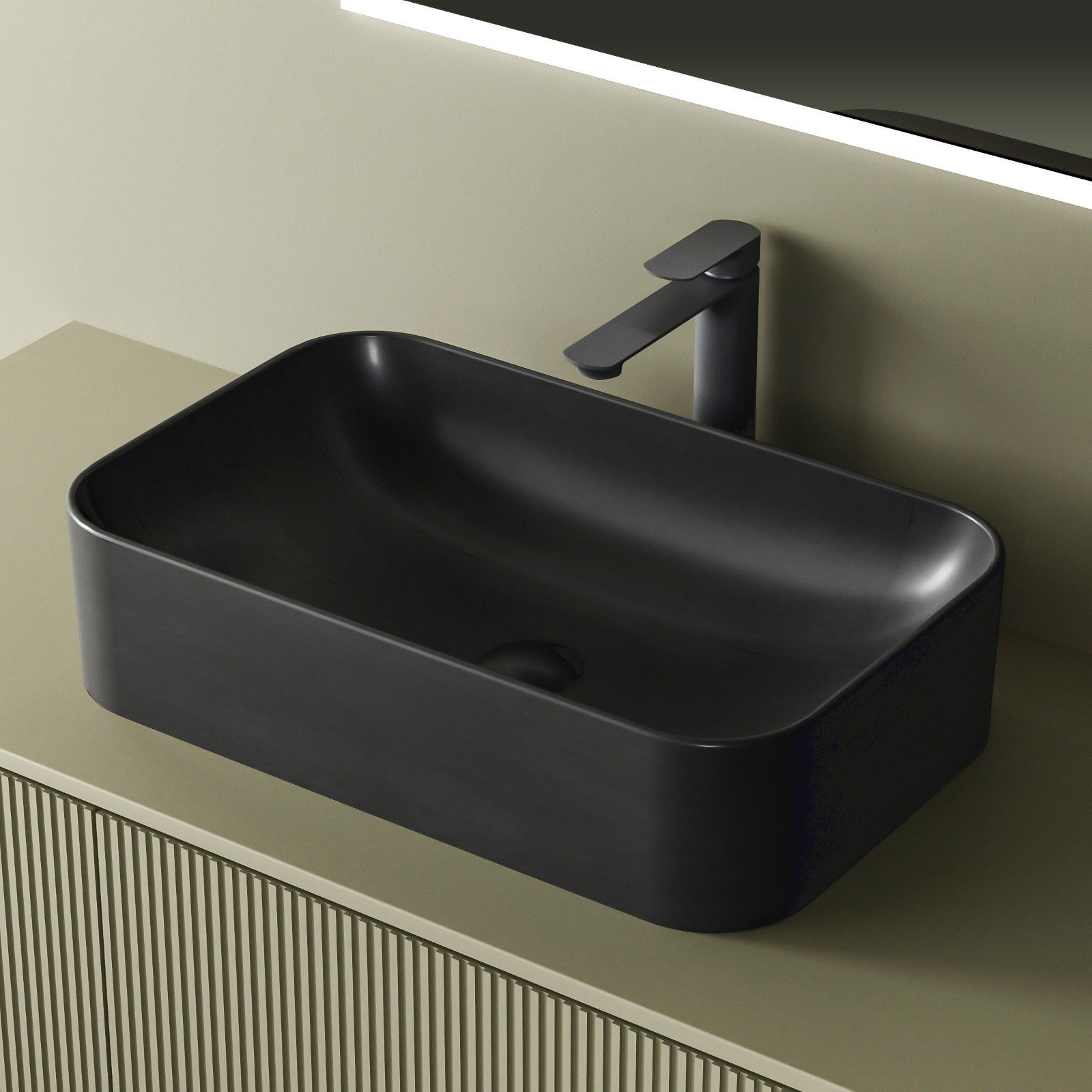 EMKE Aufsatzwaschbecken Eckiger Waschbecken Keramik Waschbecken günstig online kaufen