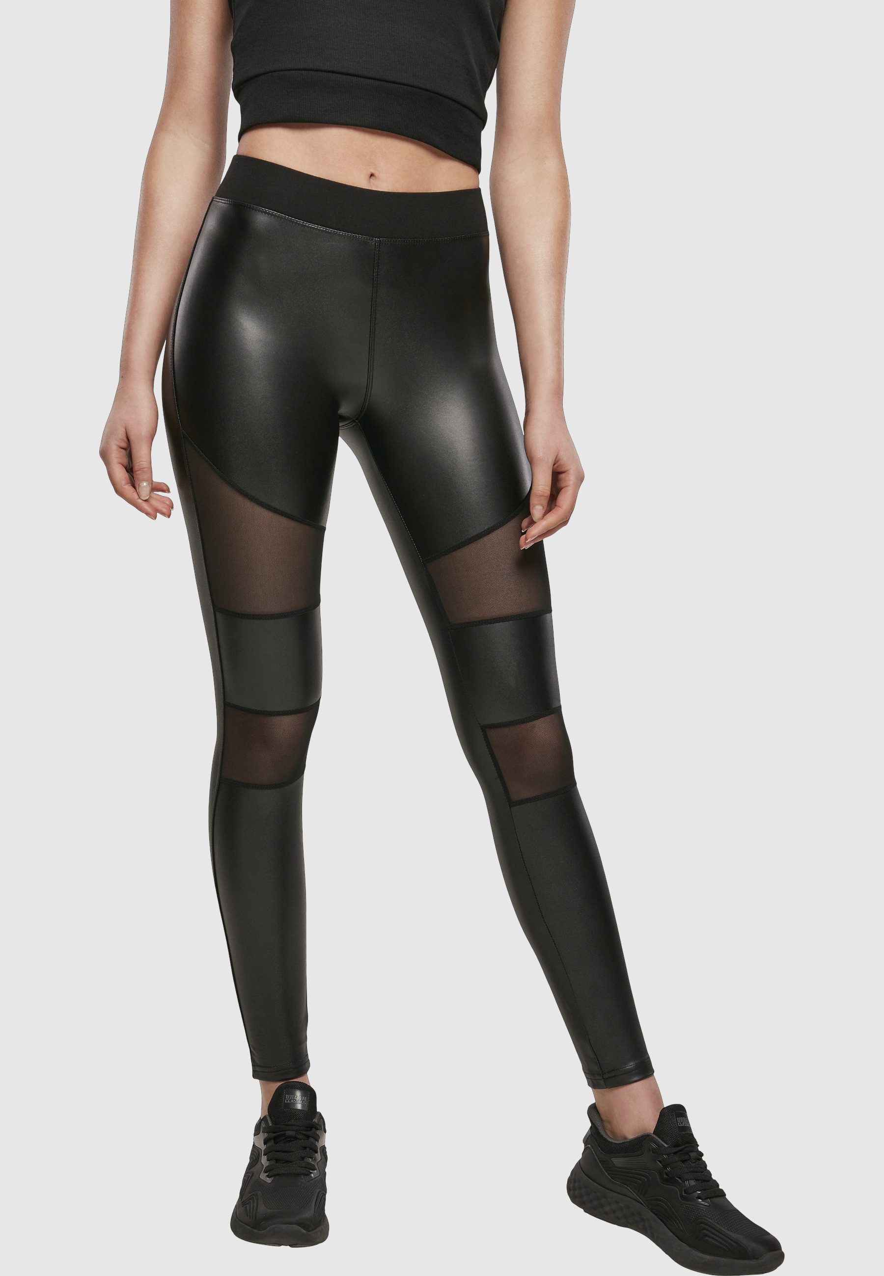 URBAN CLASSICS Leggings Urban Classics Damen Ladies Tech Mesh Faux Leather Leggings (1-tlg)