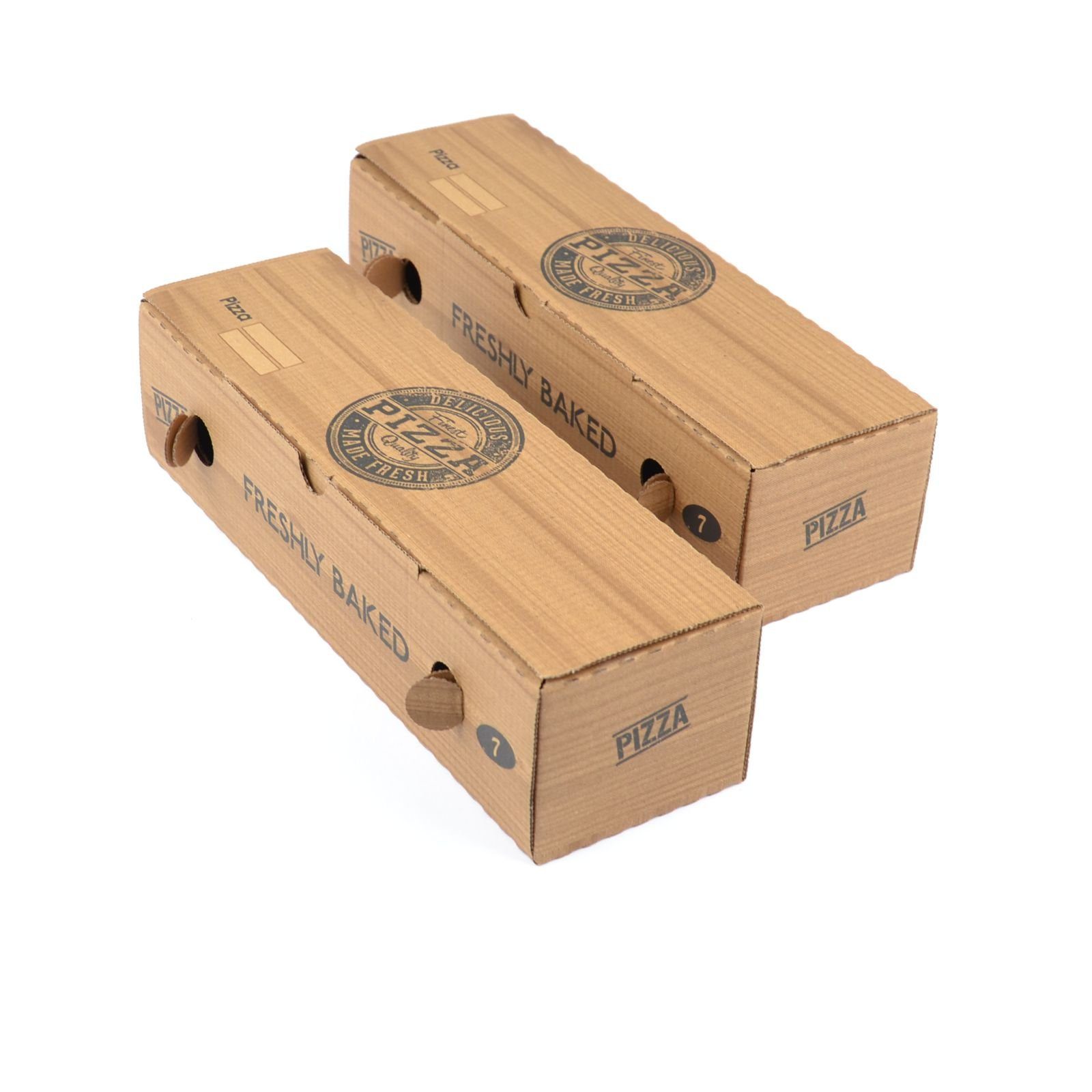 Pitabox kraftbraun Stück 100 Rollobox Box "Rollo" Pizza-Motiv Pizzakartons, Lahmacun Dürümbox Modell Einwegschale (7×8×28 kraft, Rollo cm)