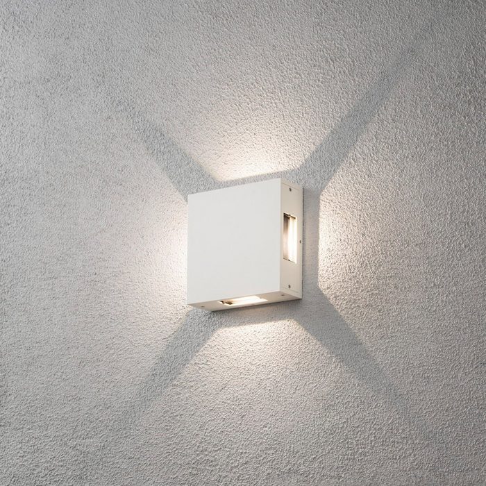 KONSTSMIDE LED Außen-Wandleuchte Moderne LED Wandleuchte aus Aluminium Lichtstrahl in weiß an vier keine Angabe Leuchtmittel enthalten: Ja fest verbaut LED warmweiss Aussenlampe Aussenwandleuchte Outdoor-Leuchte