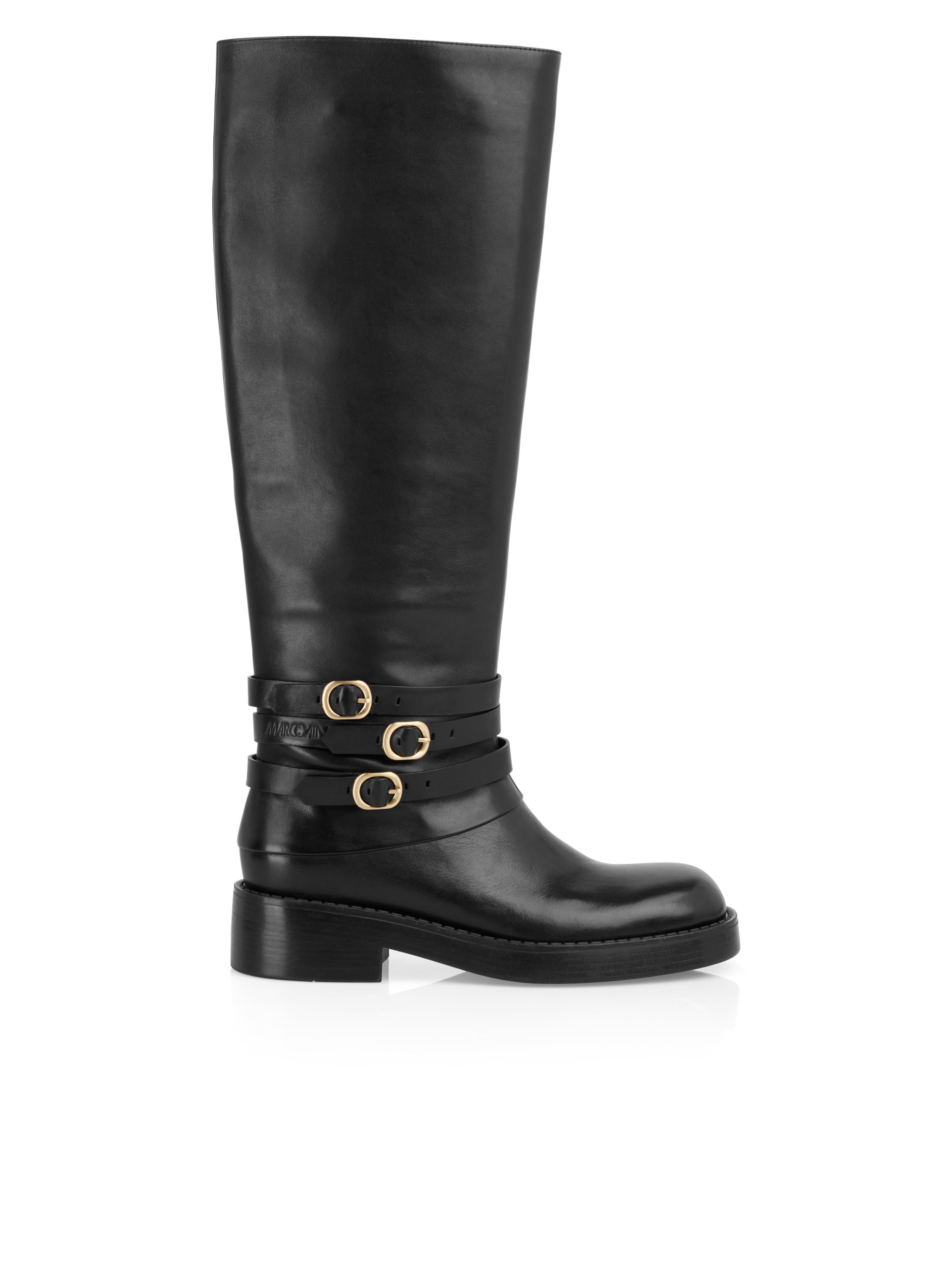 Marc Cain Collections Mystic Plumage Stiefel, Blockabsatz, Langschaftstiefel mit Zierschnallen – Bild 4 von 4