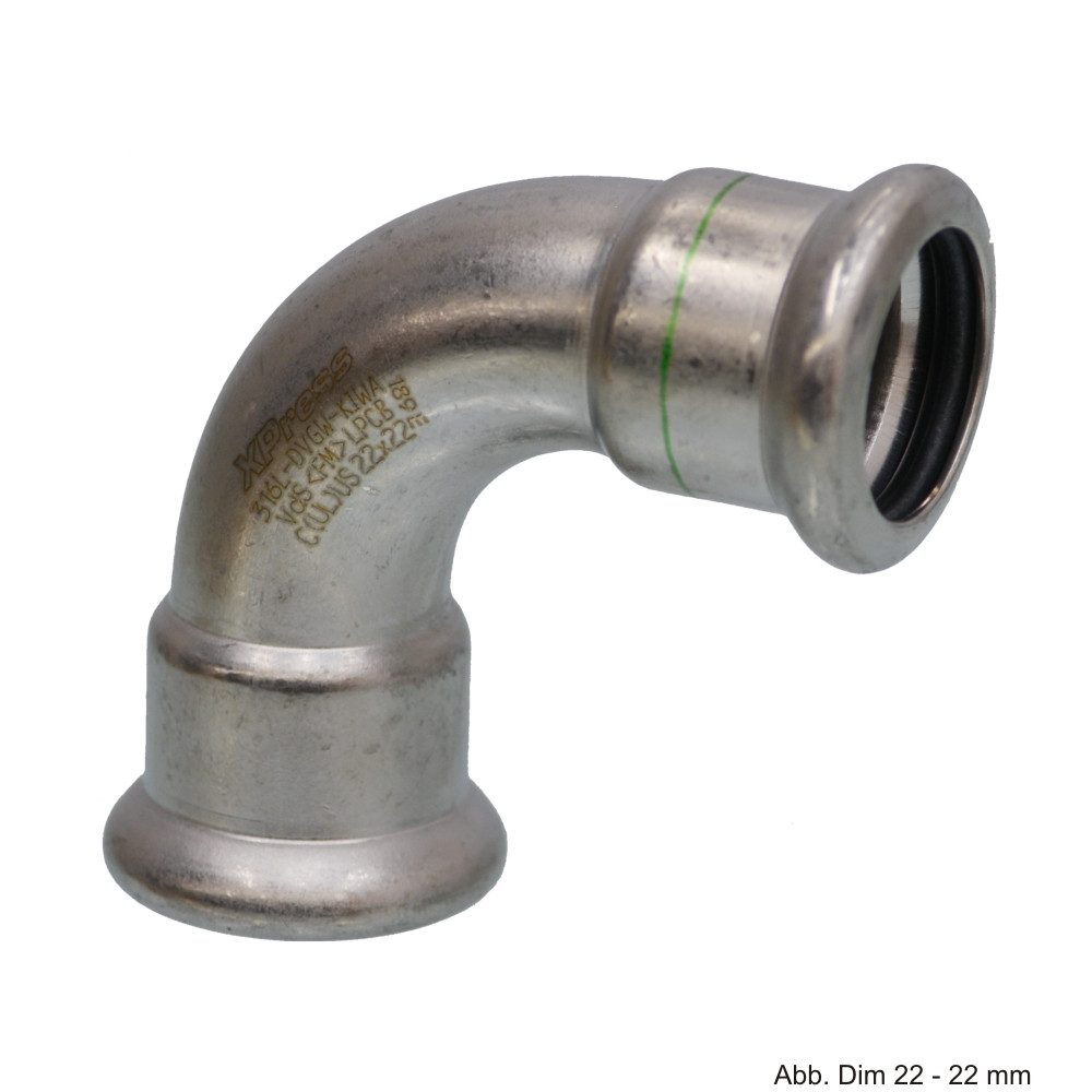 VSH Wasserrohr VSH XPress Edelstahl R2708, Bogen 90° I/I, 54 mm