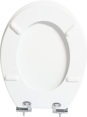 Primaster WC-Sitz Primaster WC-Sitz mit Absenkautomatik Woody weiß, Abnehmbar Absenkautomatik Hochglanz-Dekorplatte Metallscharniere
