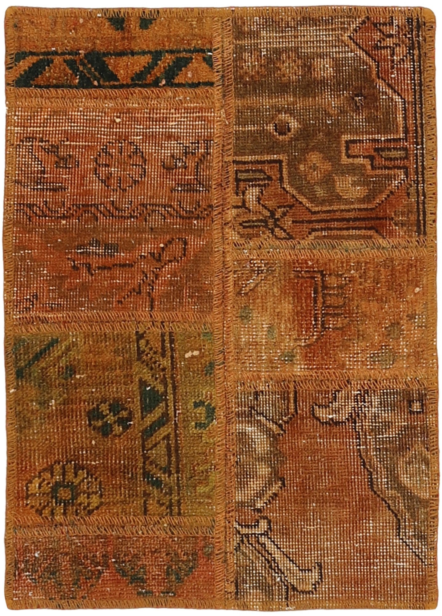 Wohnando Teppich MY-RUG Vintage Patch Work Floral & Ornamentiert 60x40cm, Rechteckig, Höhe: 10 mm, Handgeknüpfter Teppich,Handgesponnene Wolle, mit Naturfarben gegärbt