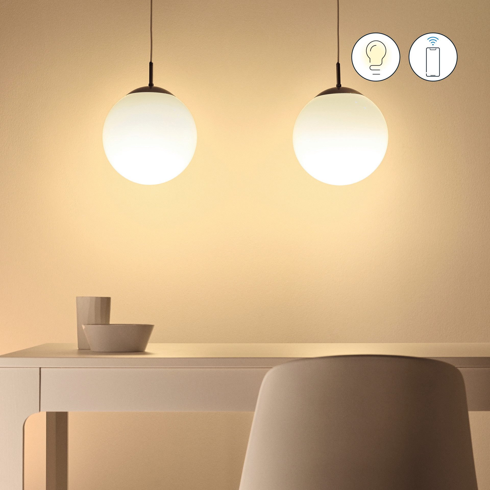 WiZ LED-Leuchtmittel White Globe E27 Tunable 75W matt, E27