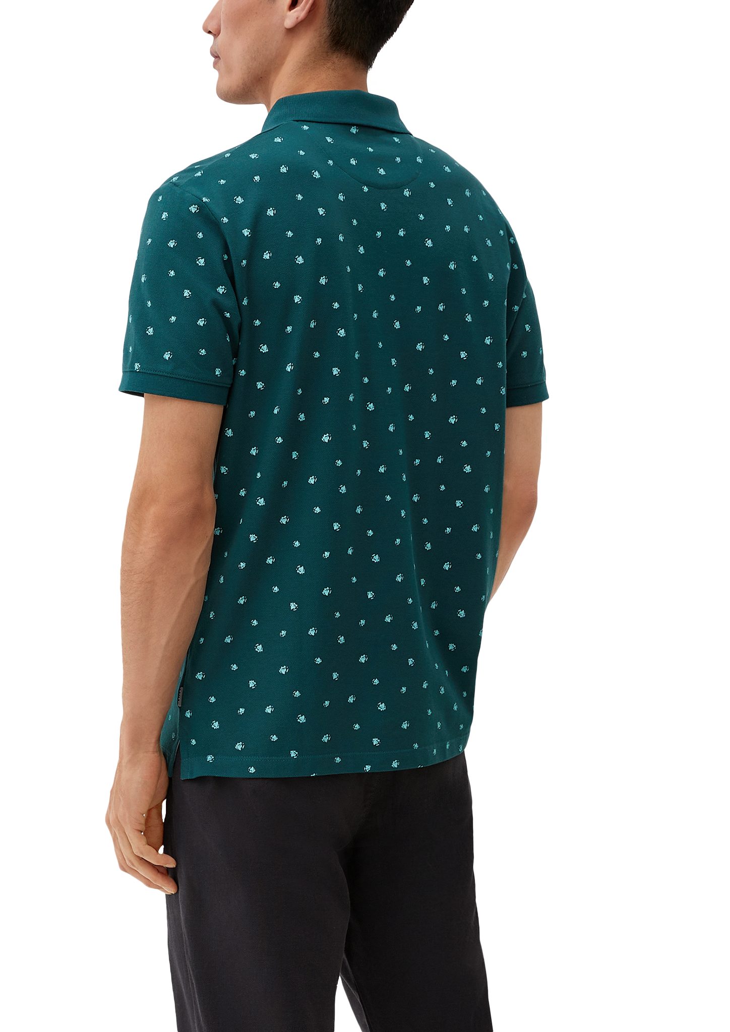 mit tannengrün Poloshirt Allover-Print s.Oliver Kurzarmshirt