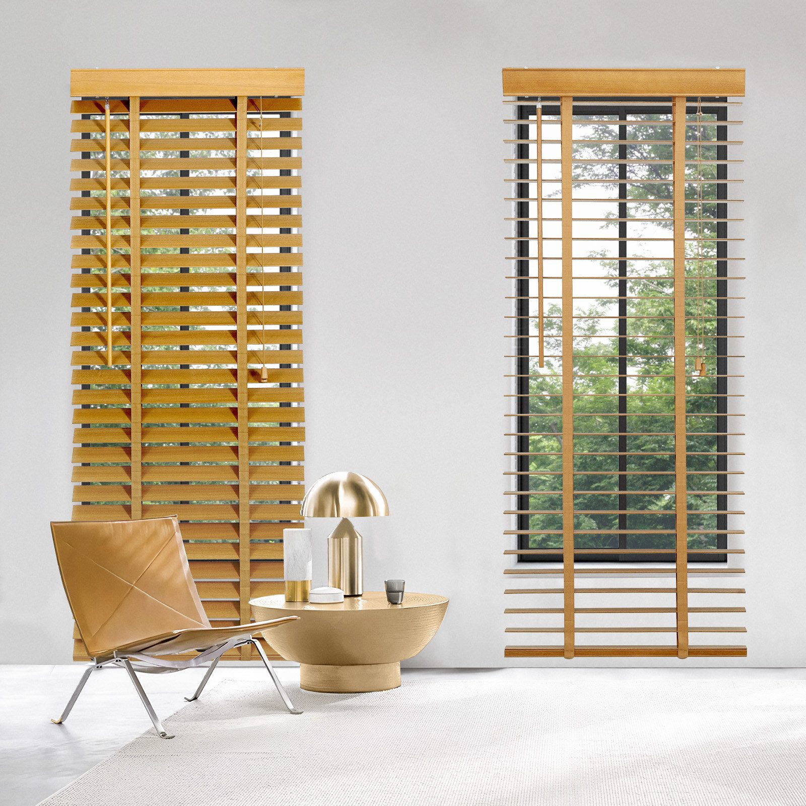 Sekey Jalousie Holzjalousie Holz Rollo Plissee Echtholz Lamelle 50mm Naturh günstig online kaufen