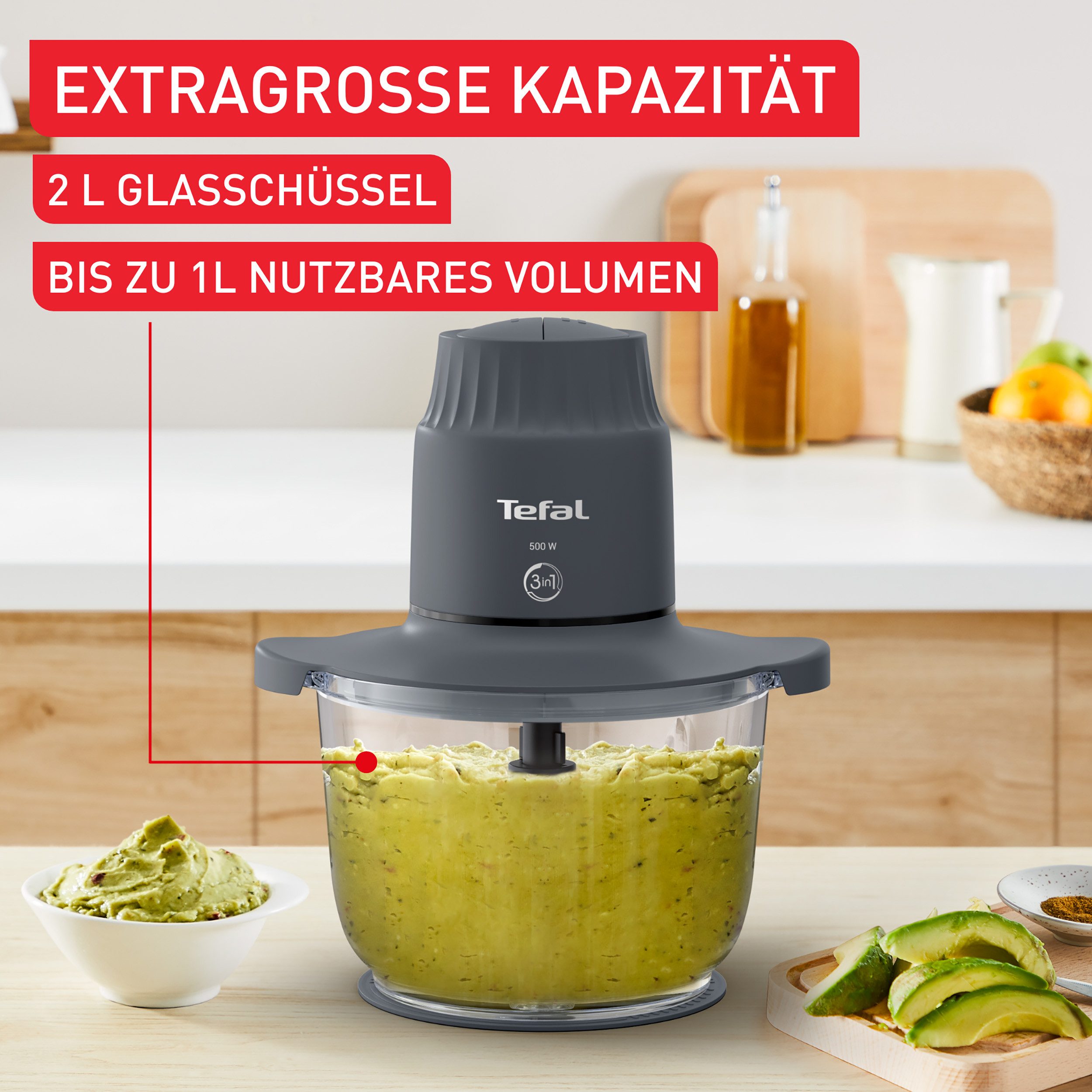 Tefal Zerkleinerer MB6031 Choppeor, 500 W, 2 Geschwindigkeiten, 4 Edelstahlklingen
