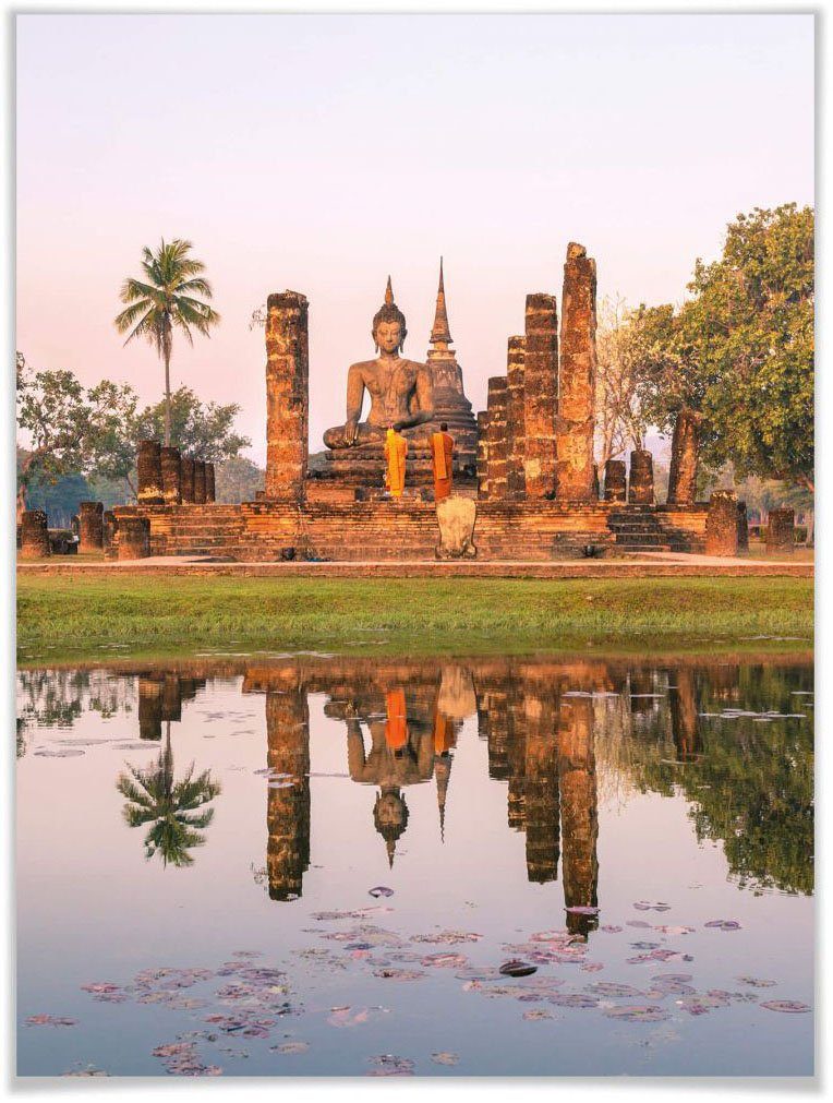 Wandbild, Poster Wall-Art Sukhothai, (1 Tempel Gebäude Bild, Wandposter Buddhistischer Poster, St),