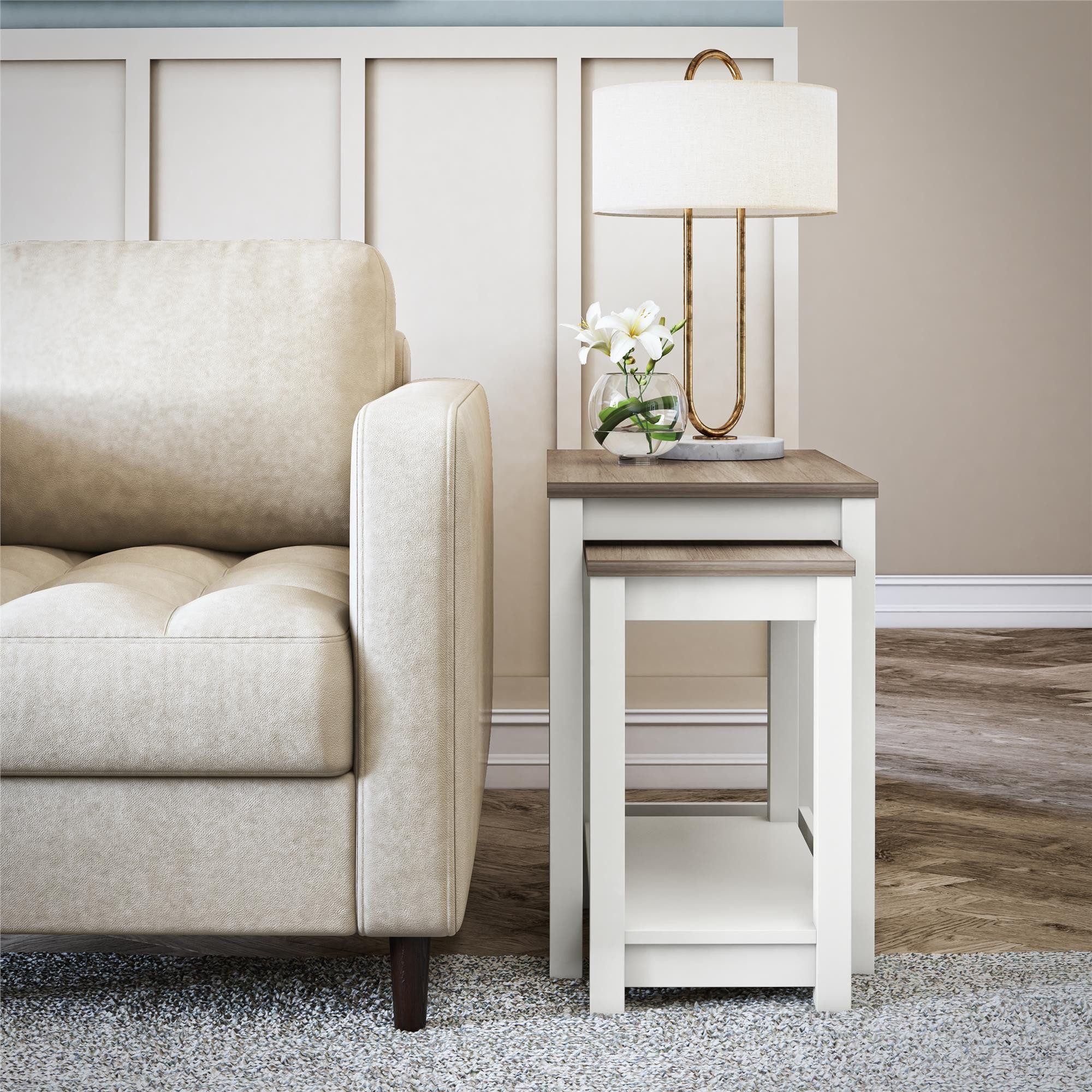 loft24 Satztisch Chapel Hill (Set, 2-St), Beistelltisch, Wohnzimmertisch aus MDF im Landhausstil