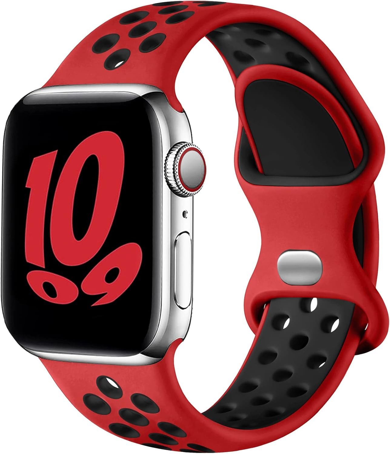 Baker Smartwatch-Armband Apple Watch Armband 44mm 45mm 49mm 46mm 42mm 40mm 41mm 38mm, Silikon Doppelloch Band für iWatch Ultra SE Series 10 9 8 7 6 5 4 3 2