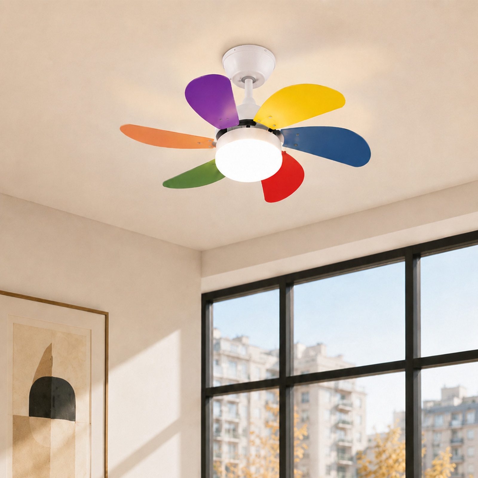 ZMH Deckenventilator Mit Licht und Fernbedienung Leise für Flur/Schlafzimmer Deckenlampe, Ø75 cm, 40W, Timer Funktion, 6 Flügeln, mit Fernbedienung