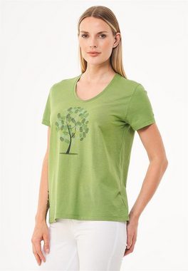 ORGANICATION T-Shirt Women's Printed V-neck T-shirt in Grass Green