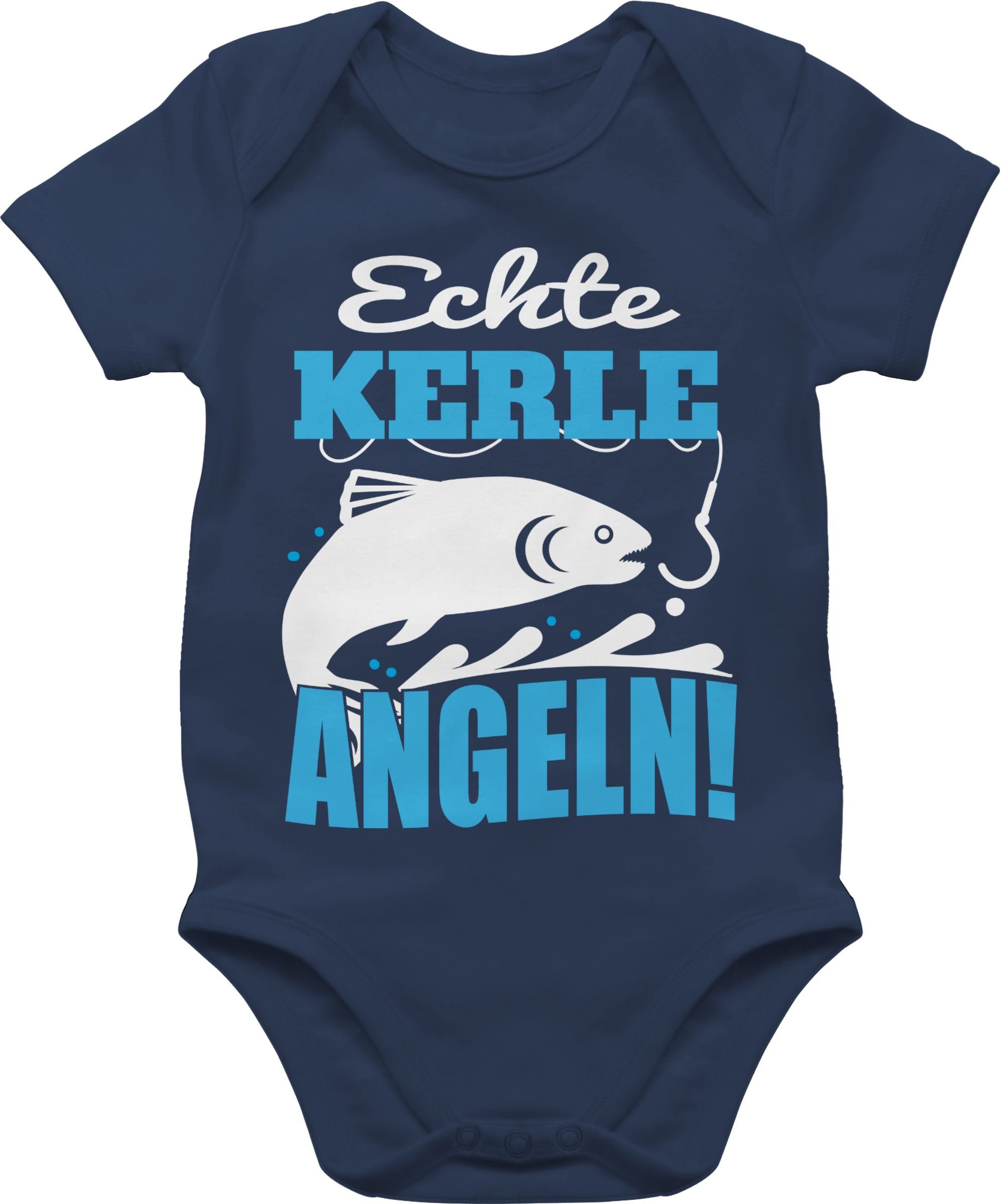 Shirtracer Shirtbody Echte Kerle angeln Fisch Sprüche Baby 1 Navy Blau