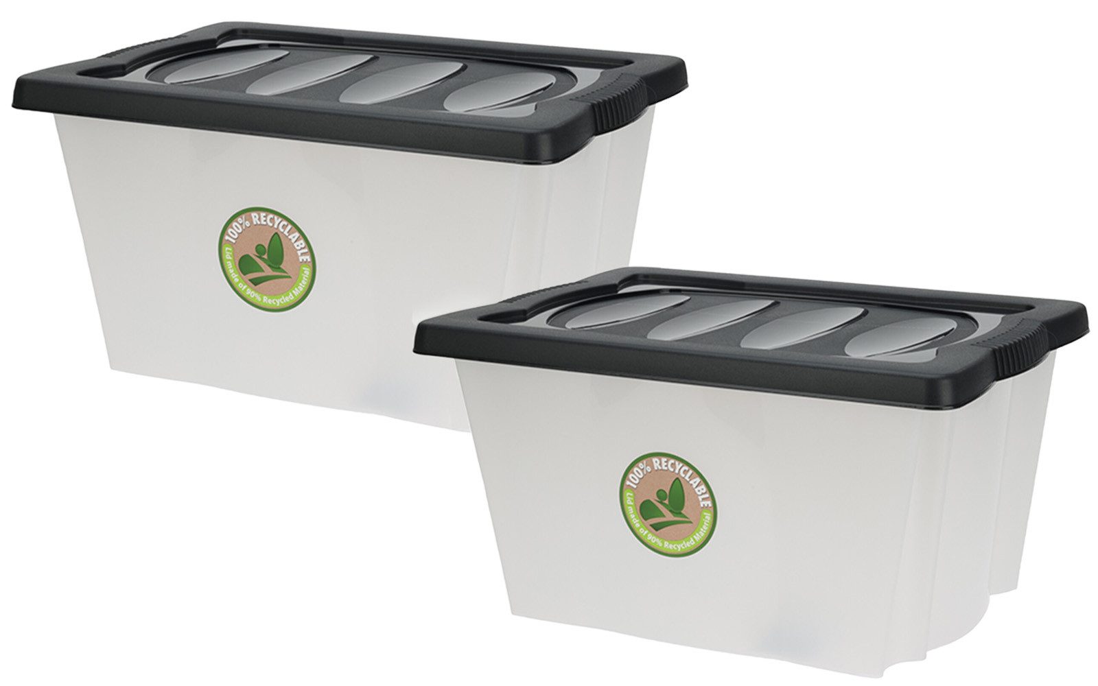 Koopman Stapelbox Aufbewahrung 20 L Kunststoff Deckel 2/3/4er Set (Set, 2 St., Packung), 2er Set, Aufbewahrungsbox, Multibox, Stapelkiste, mit Deckel