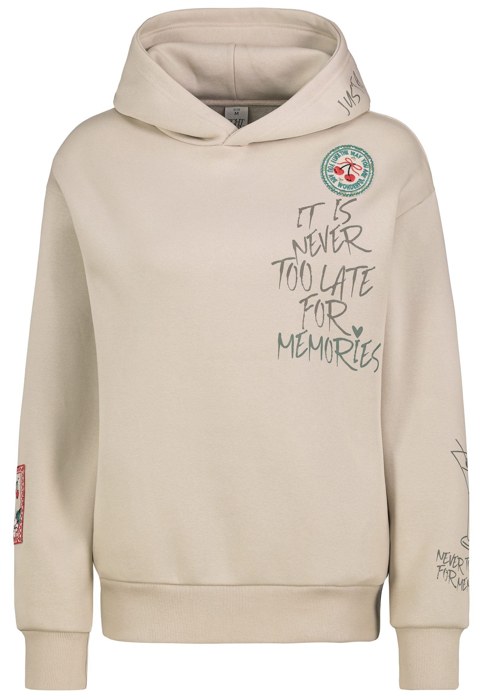 Hoodie Handschriftliches Zitat & Blütenstickerei Design