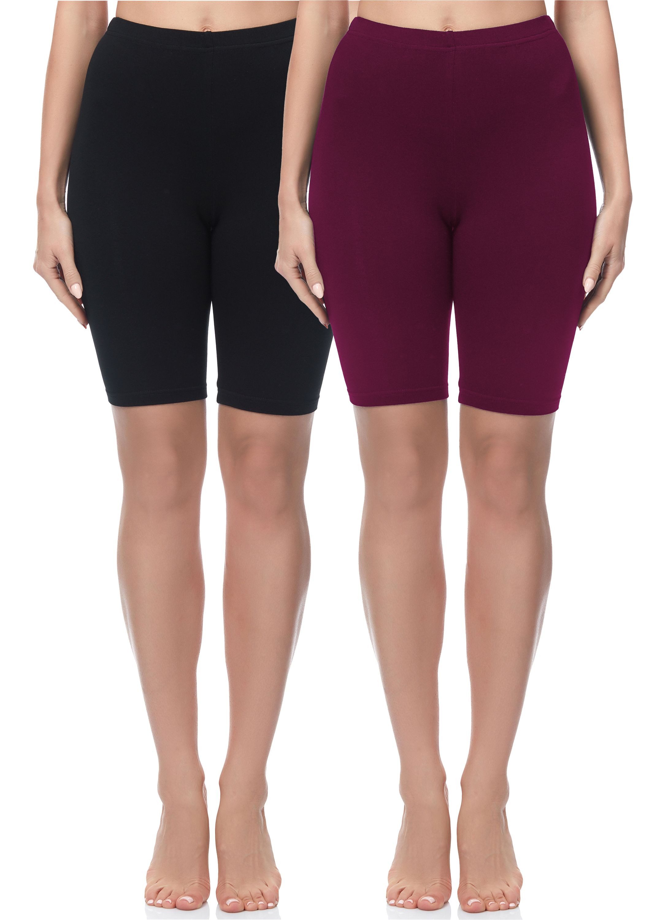Merry Style Leggings 2 Pack Damen Kurze Leggings aus Baumwolle MS10-200 (2-tlg) elastischer Bund