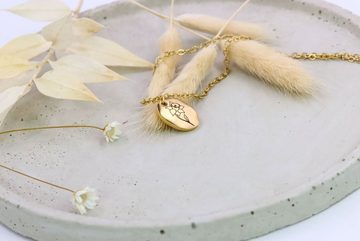 Gedankenwunder Manufaktur Blumenanhänger Geburtsblume Oval gold Anhänger Halskette
