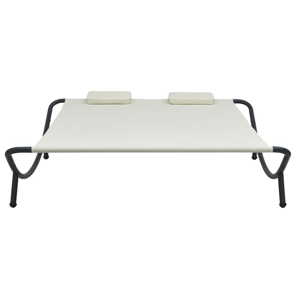 vidaXL Gartenliege Sonnenliege Stoff Creme