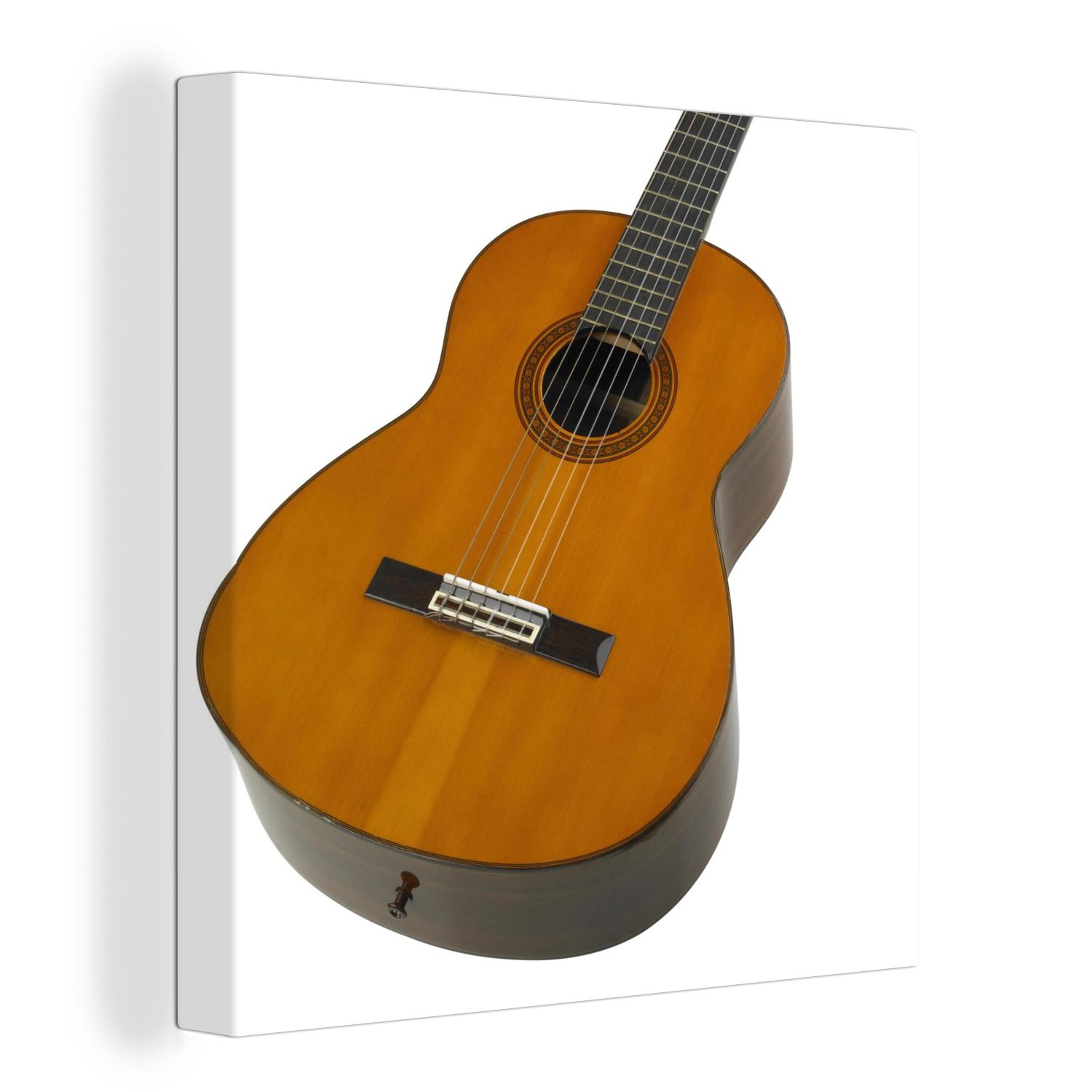 OneMillionCanvasses® Leinwandbild Nahaufnahme einer akustischen Gitarre, (1 St), Leinwand Bilder für Wohnzimmer Schlafzimmer