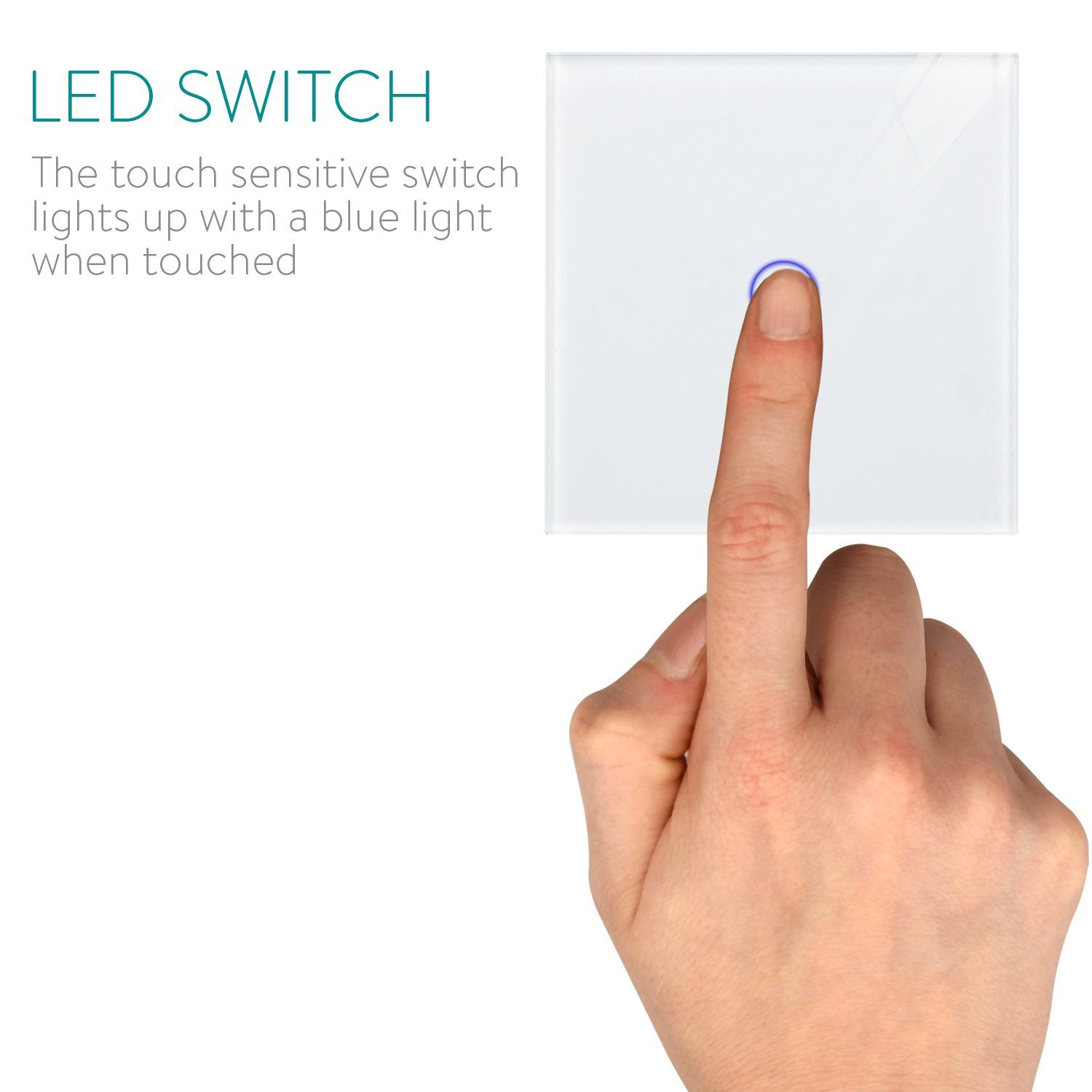 Status-LED Touch Wandschalter mit Glas Lichtschalter Navaris Montagematerial, Panel,