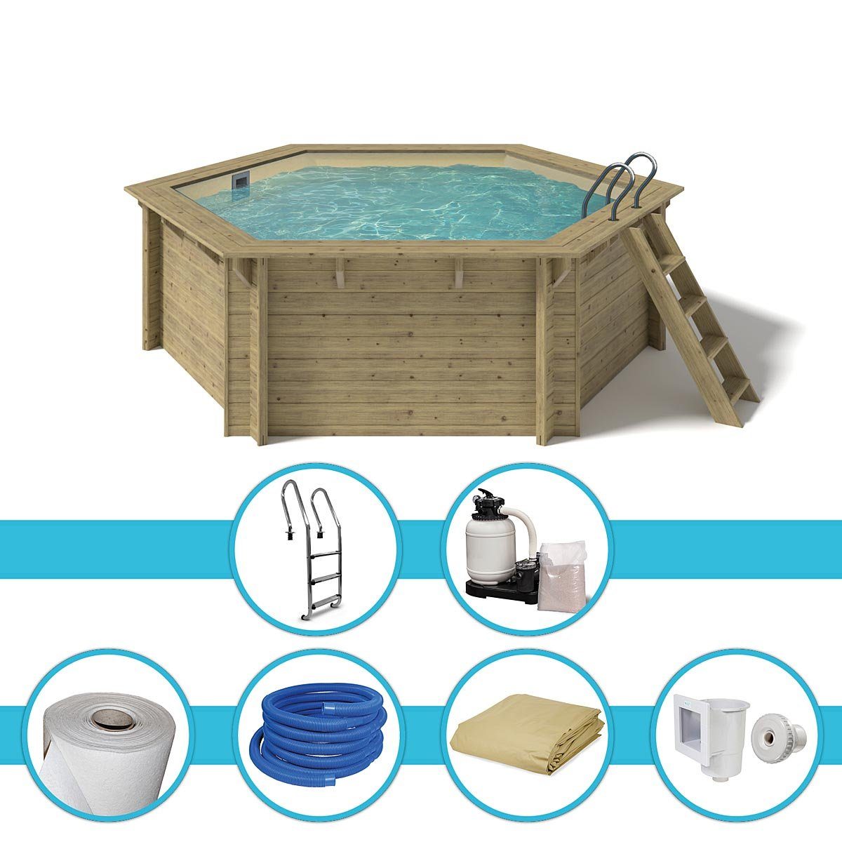 Paradies Pool Pool, Holzpool Lani 421x118cm, Folie sand 0,8mm