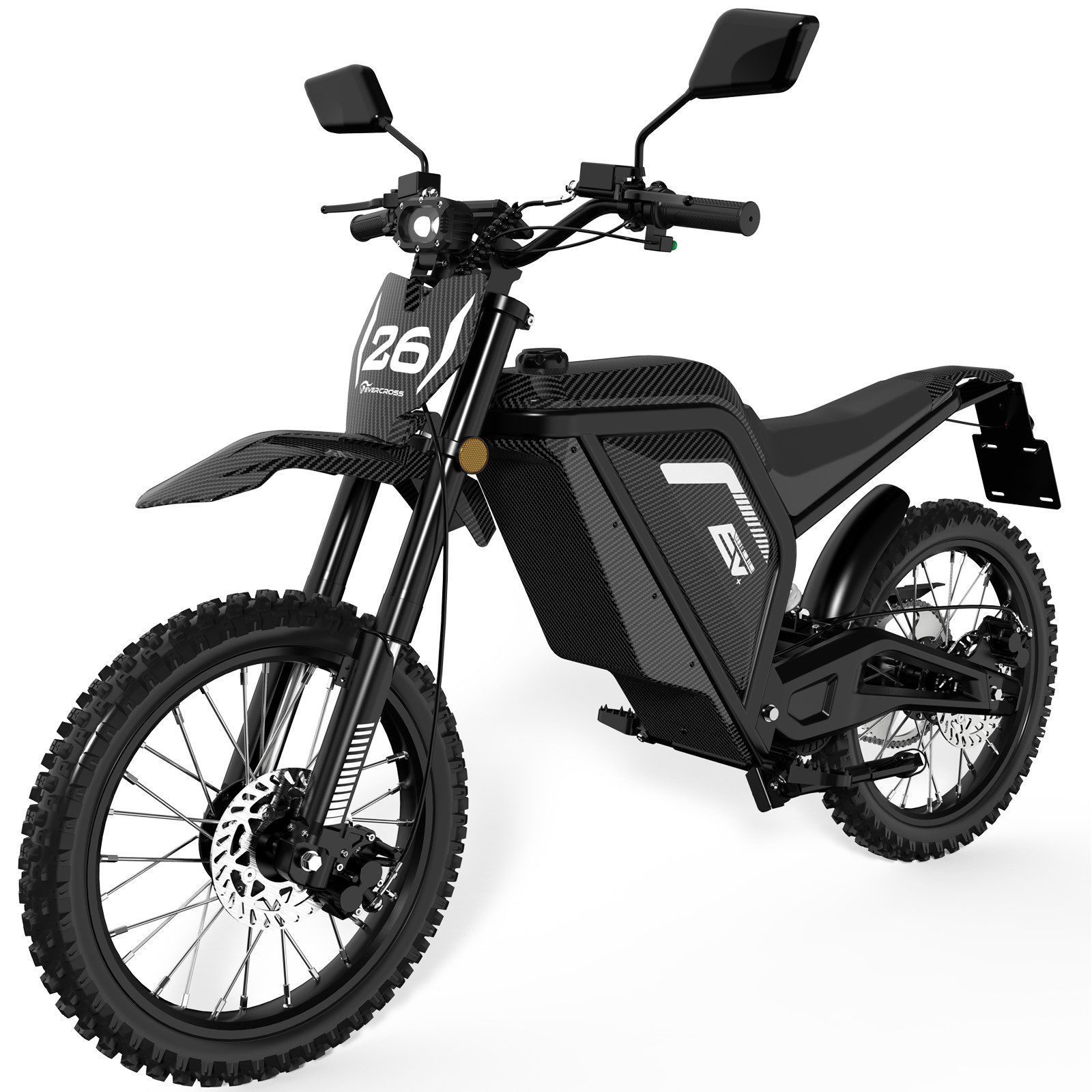 EVERCROSS TECH E-Motorrad Elektro Dirtbike, 60V 27Ah, Hydraulikscheibenbremsen, 45 km/h, 2500 W, 45 km/h, Bürstenloser Mittelmotor, bis 50km Reichweite,AM-Klasse