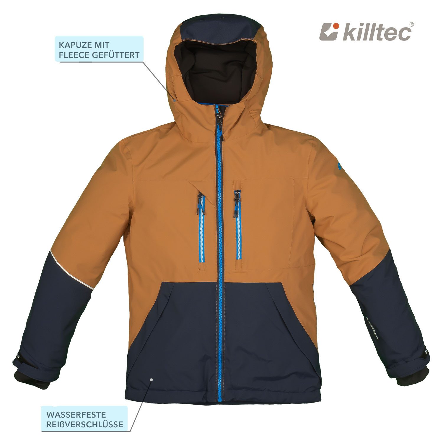 Killtec Skianzug Jungen Skijacke braun + Skihose dunkelblau, verschweißte Nähte