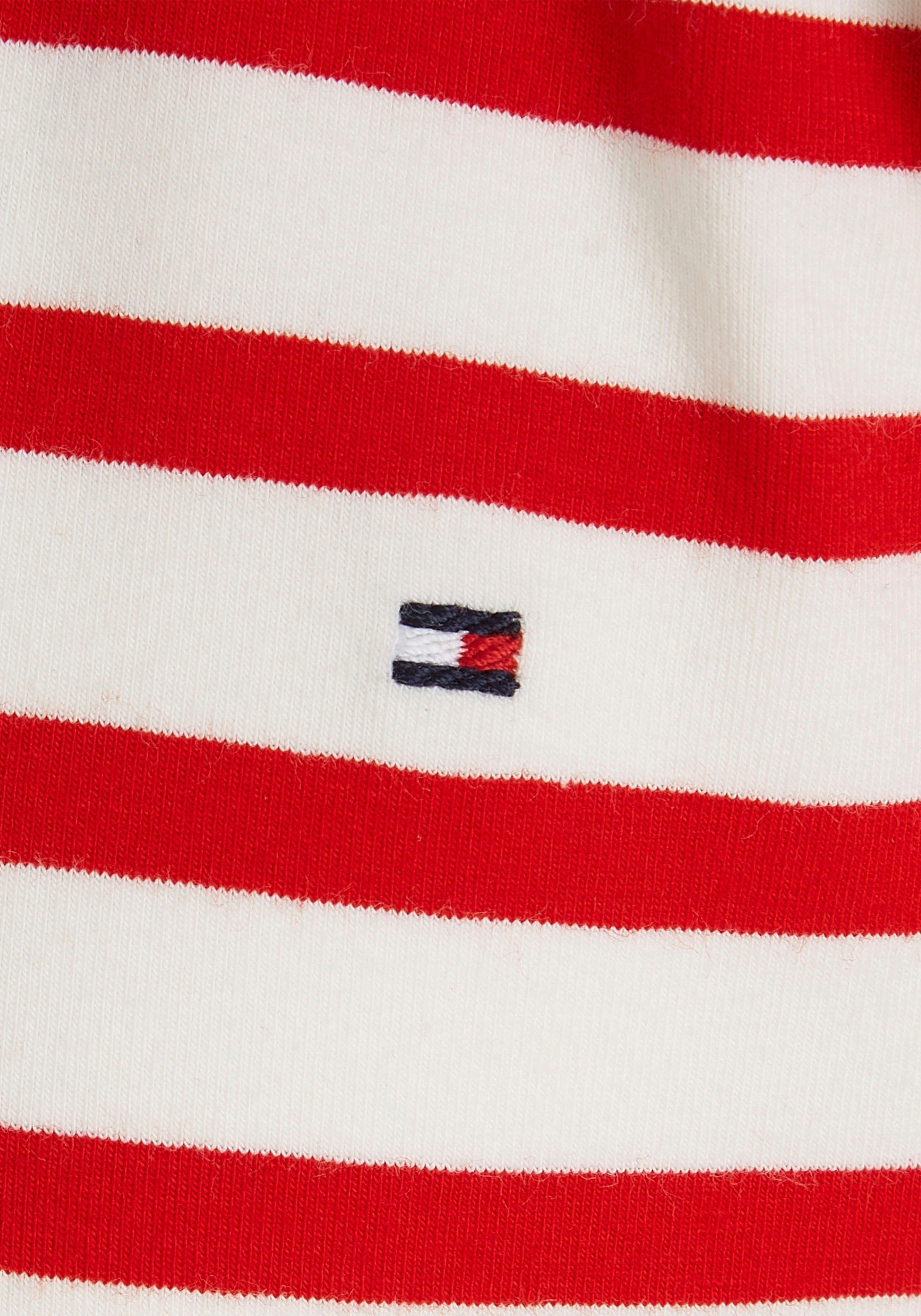 Tommy Hilfiger T-Shirt STRIPED SLEEVE TOP Optik in gestreifter RUFFLE Deep-Crimson-Stripe S/S