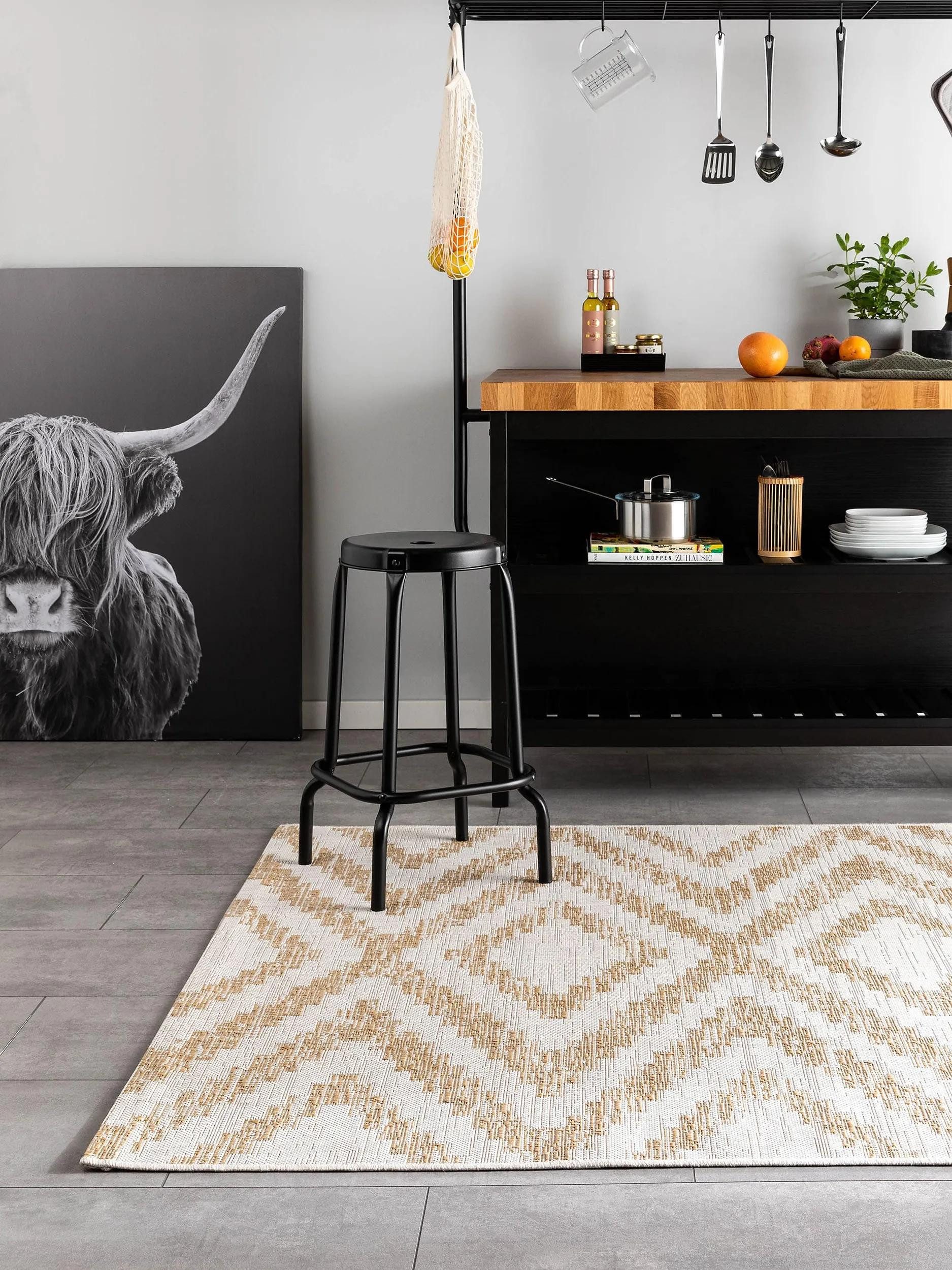 benuta Outdoorteppich Cleo, rechteckig, Höhe: 5 mm, Teppich Wohnzimmer, Schlafzimmer, Esszimmer, Flur, Kunstfaser, Cozy