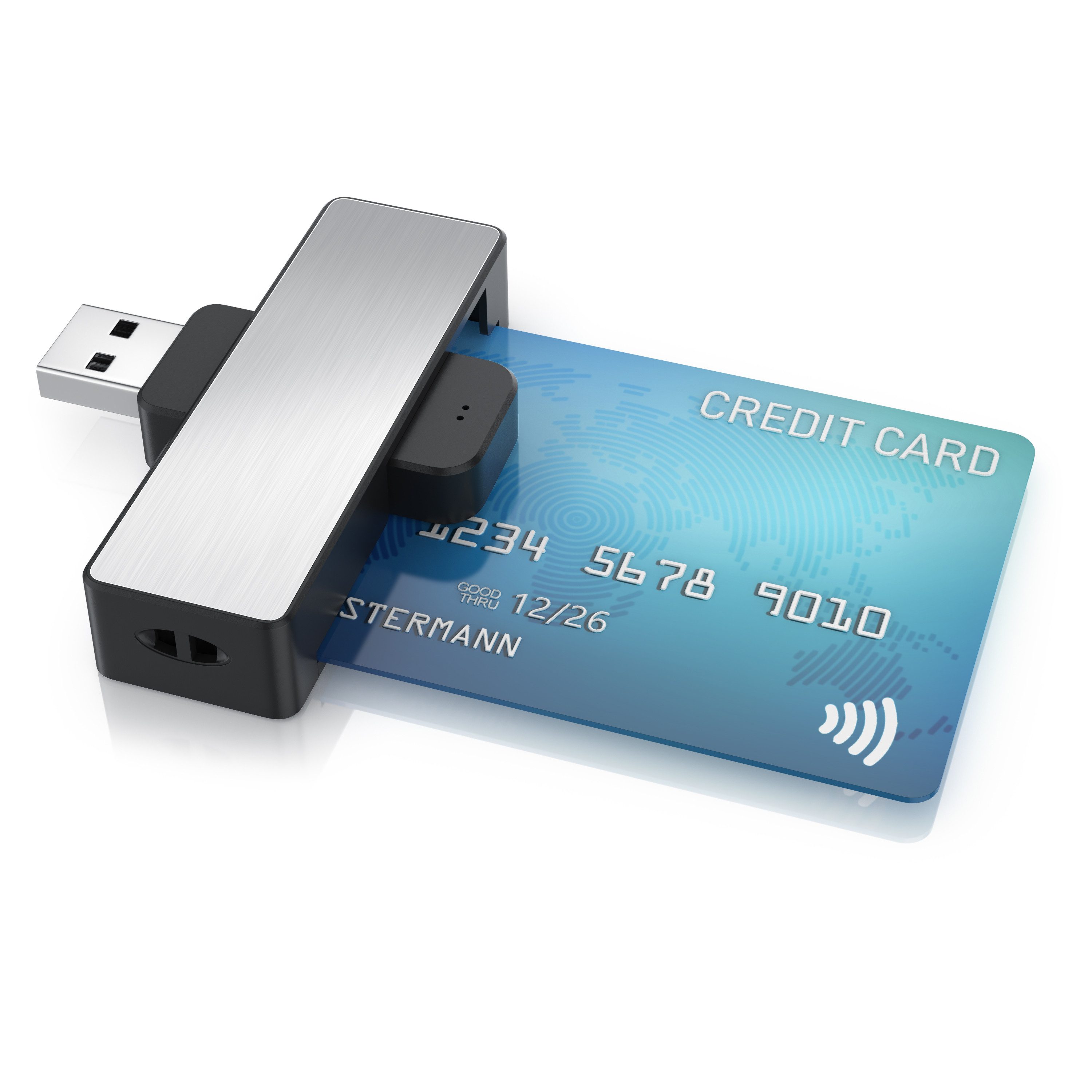 CSL Speicherkartenleser USB Smart Card Reader / Chipkartenleser und Schreiber, ISO 7816, Win 10–11, Android, Personalausweis, Krankenkassen & Bankkarten