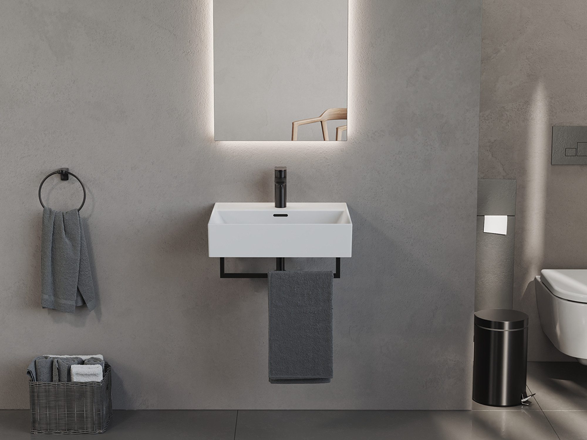 Aqua Bagno Waschbecken Aufsatzwaschbecken wandhängend 50cm weiß Keramik Gästebad