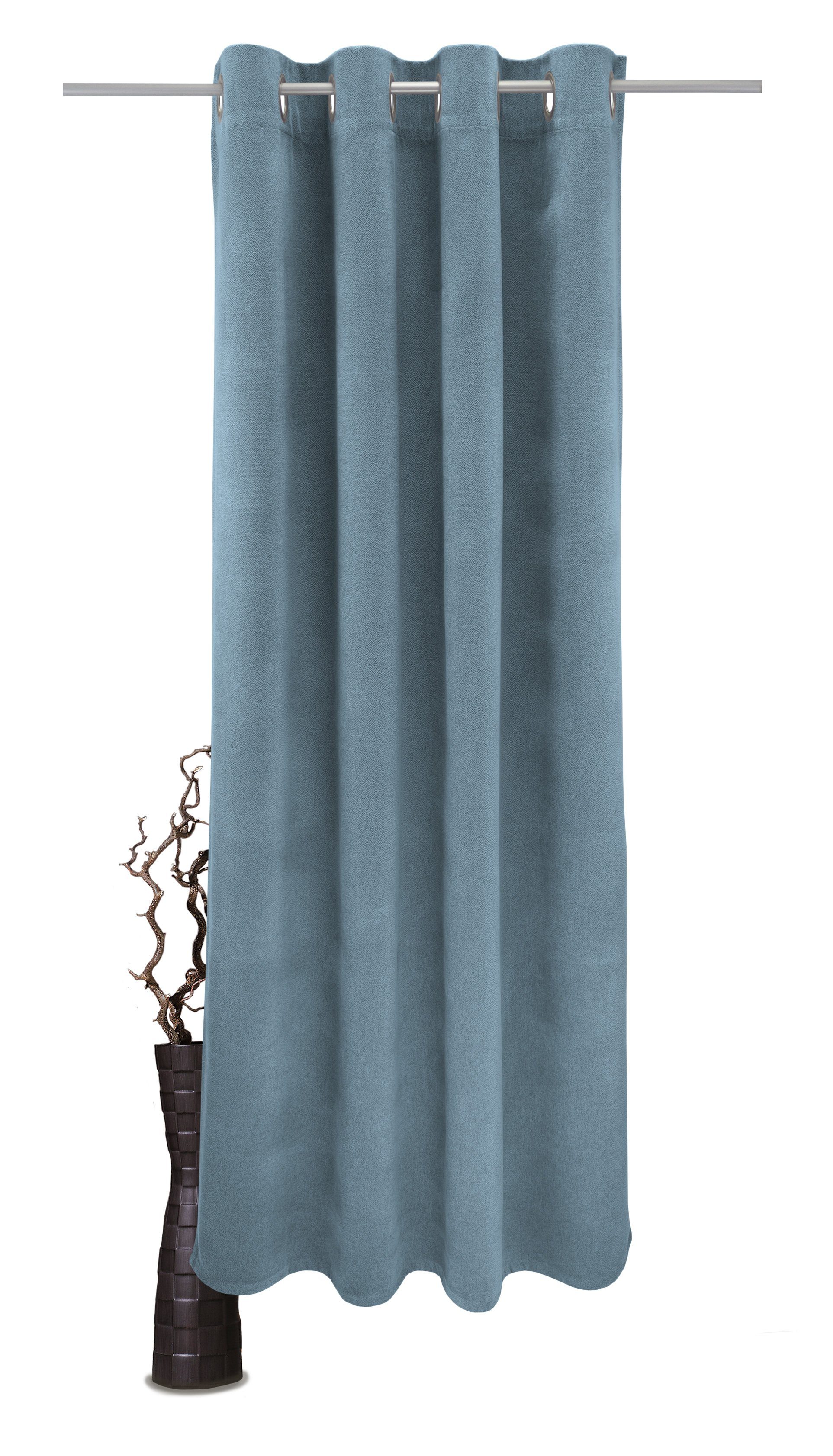 Vorhang Alea, VHG, Ösen (1 St), verdunkelnd, Polyester, Wärmeschutz, Kälteschutz, Energie sparend, einfarbig, Breite 145cm, 415 g/²m hellblau