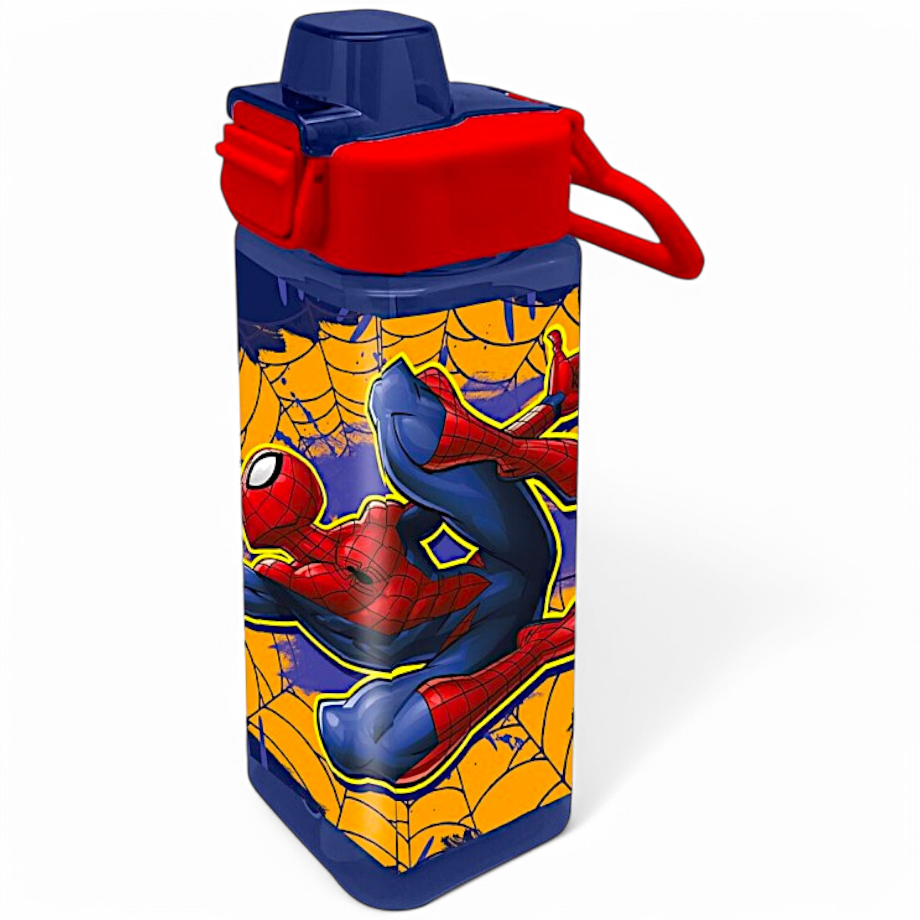 Spiderman Trinkflasche Marvel, Kinderflasche mit Tragegriff & Klappdeckel 500 ml