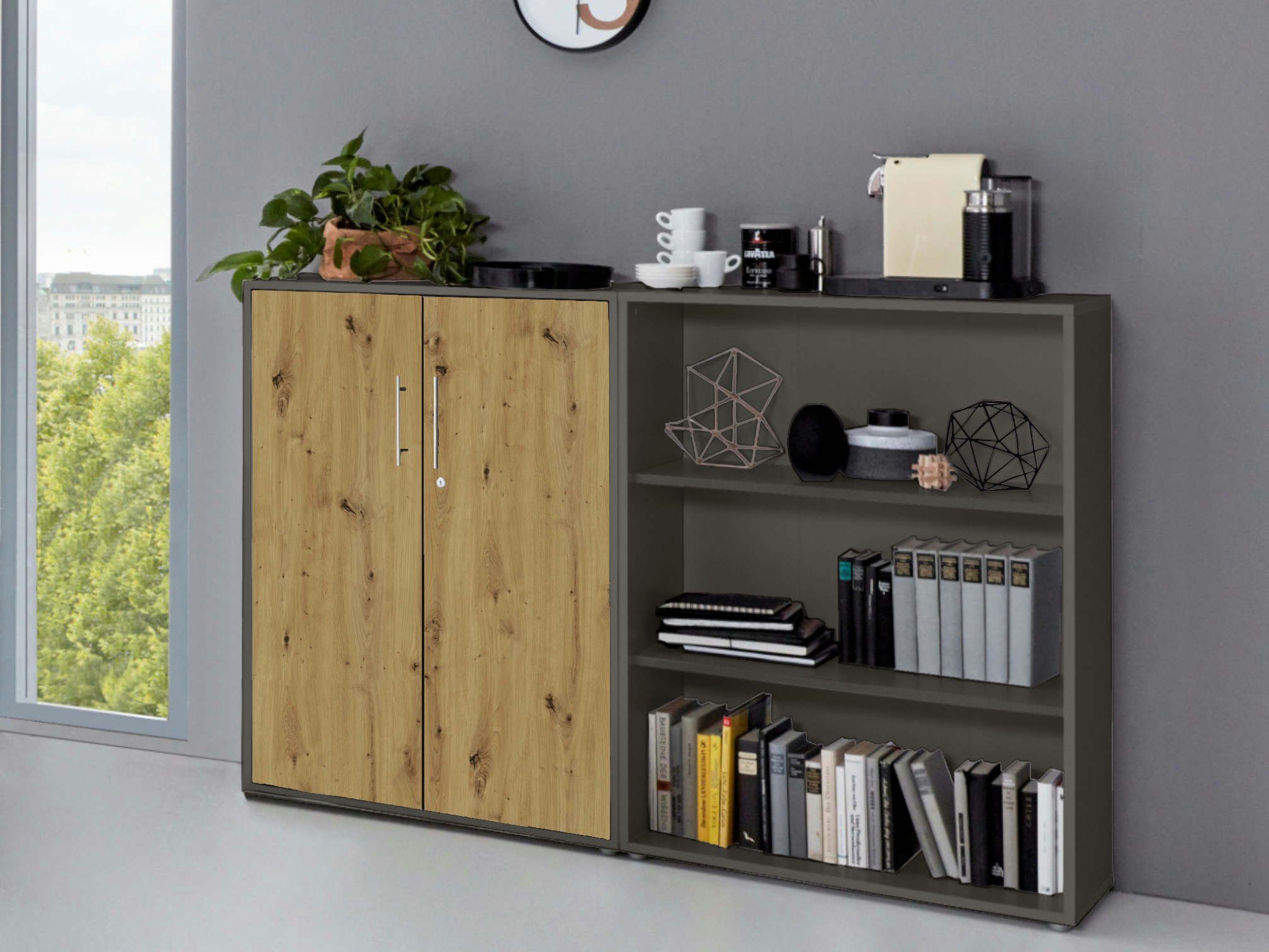 BMG Möbel Aktenschrank Office Edition Schrankwand 1 niedrig abschließbar, i günstig online kaufen