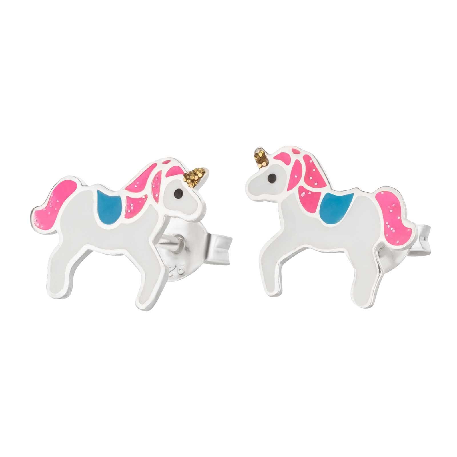 Einhorn echte Silber, schmuck23 Ohrringe Paar Geschenk Silberohrringe 925 Kinder Kinderschmuck Mädchen Ohrstecker