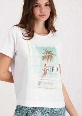 Monari Rundhalsshirt mit Frontprint und Pailletten