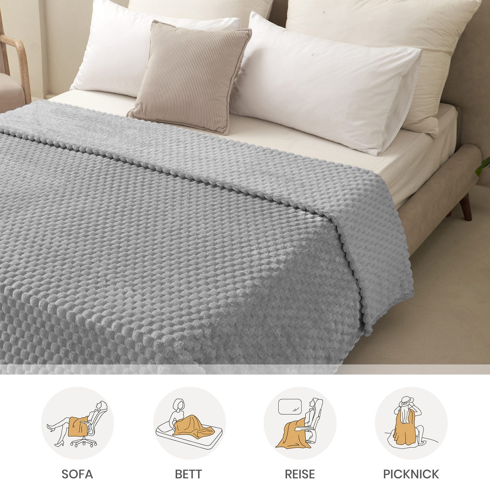 Wohndecke Kuschelige Flanelldecke weich und flauschig, als Tages- oder Sofa günstig online kaufen