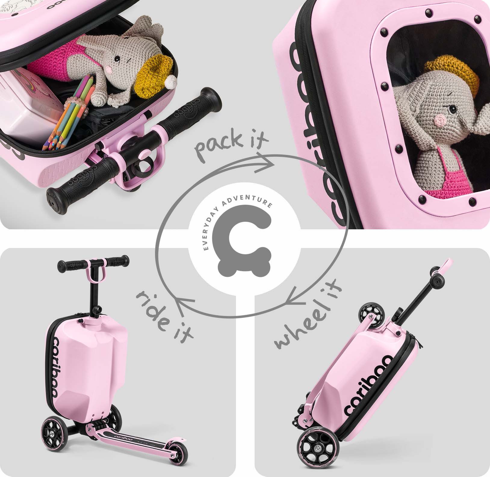 Cariboo Tretroller Kinderroller Koffer 2in1 CARIBOO ITRAVEL Handgepäck bis 50kg