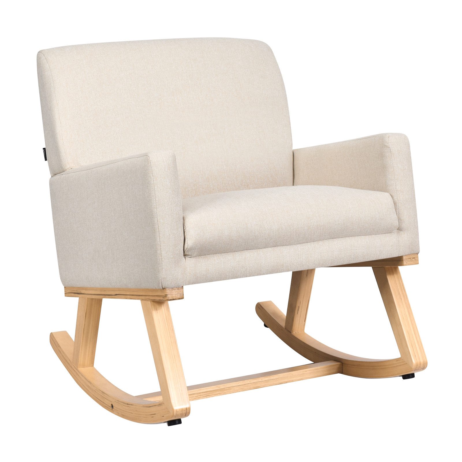 COSTWAY Schaukelstuhl, gepolstert, aus Massivholz, bis 150kg belastbar günstig online kaufen