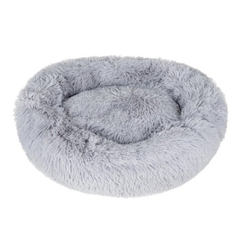 Purlov Tierbett Rundes Hundebett 60 cm Grau – Flauschiges Kuschelbett für Hunde