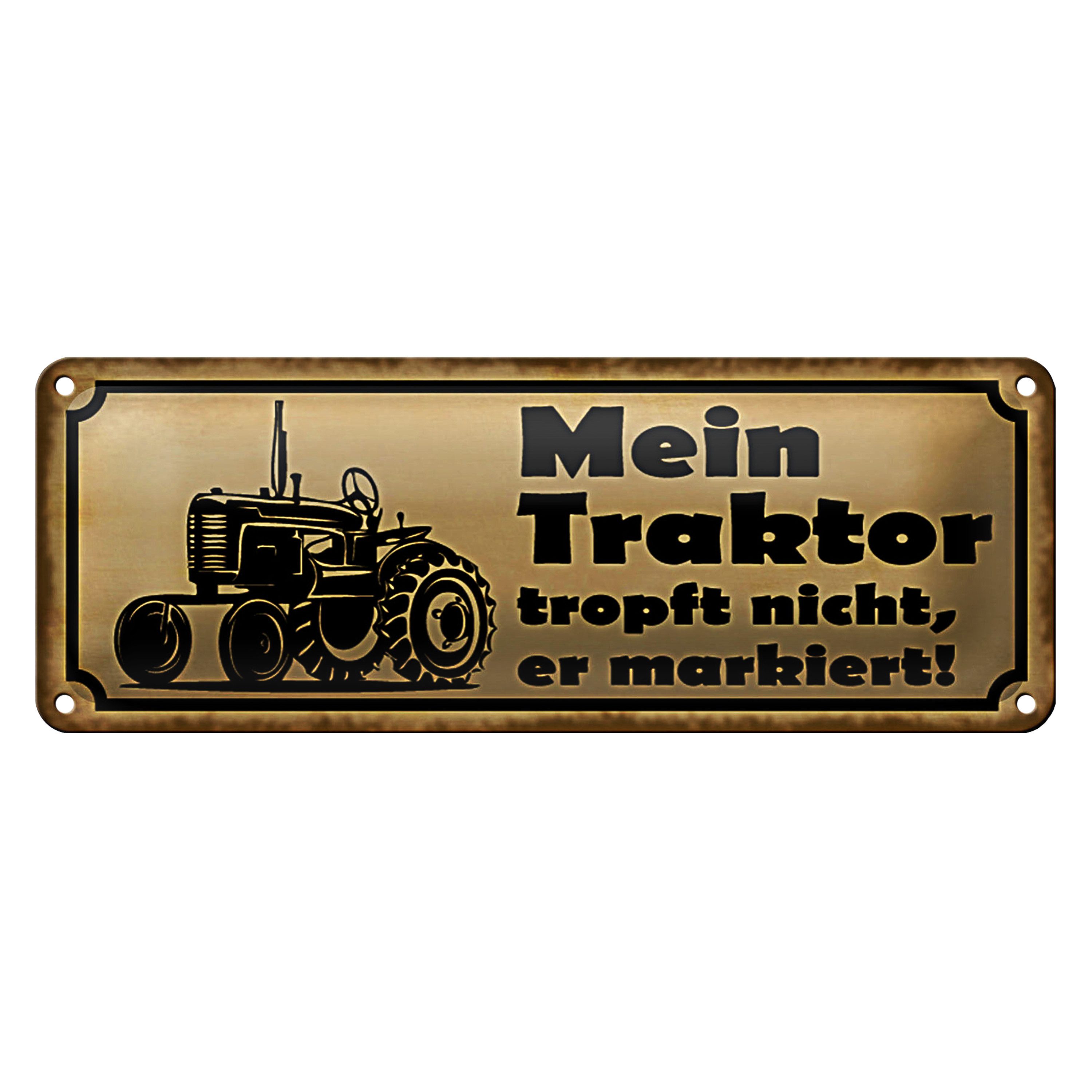 Roomando Metallschild Blechschild Spruch 27x10cm Mein Traktor tropft nicht günstig online kaufen